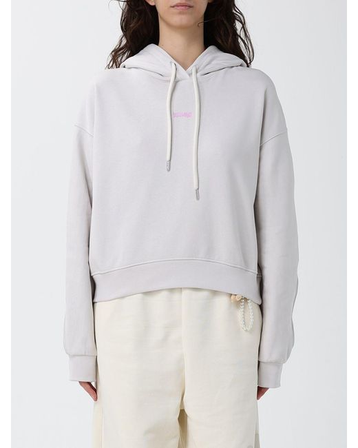 Sudadera Con Capucha De Algodón Y Corte Relajado Con Logo Estampado DISCLAIMER de color Gray
