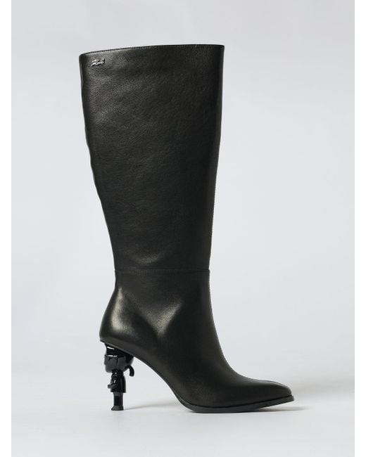 Karl Lagerfeld Black Kalosh Leather Boots