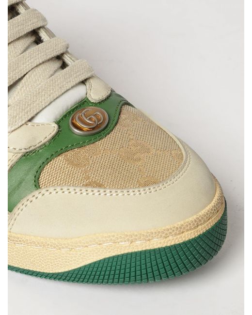 Gucci Green Screener Low-Top Leather And Cotton Sneakers With Gg Monogram