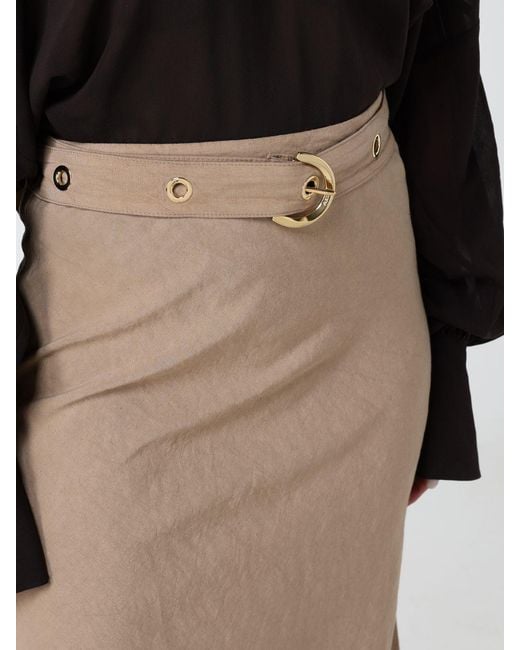 Pinko Natural Asymmetric Linen Blend Skirt