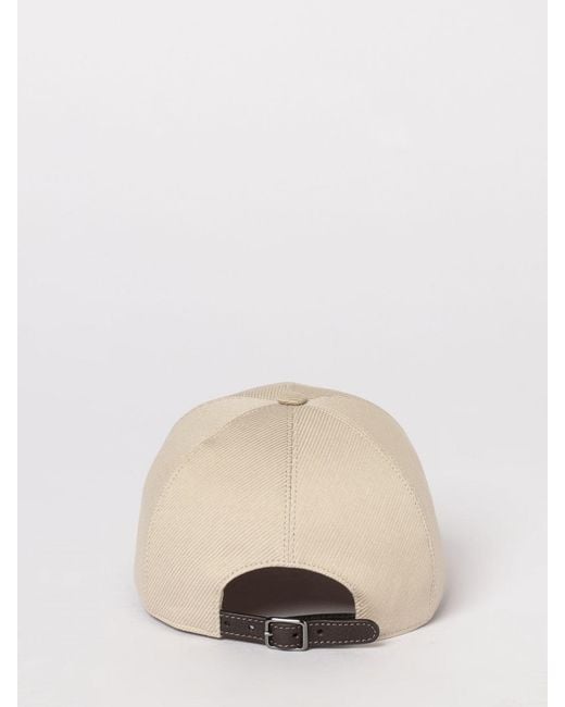 Brunello Cucinelli Natural Cotton Twill Hat With Monile
