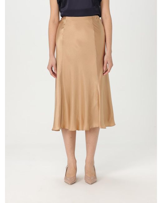 Alberta Ferretti Natural Midi Aline Silk Skirt