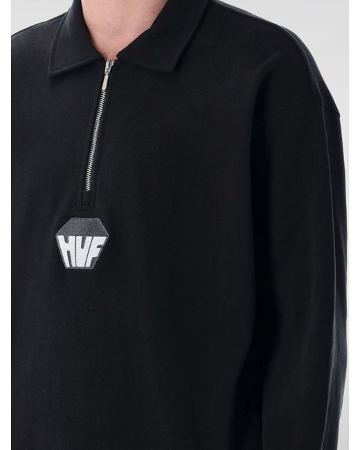Felpa A Polo Con Logo di Huf in Black da Uomo