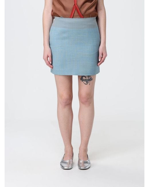 MM6 by Maison Margiela Blue Wool Mini Skirt