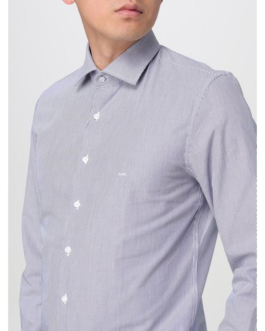 Michael Kors Blue Slim Fit Striped Dress Shirt for men