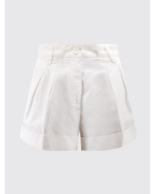 Aspesi White Mid-Rise Linen And Cotton-Blend Shorts With Cuffed Hems