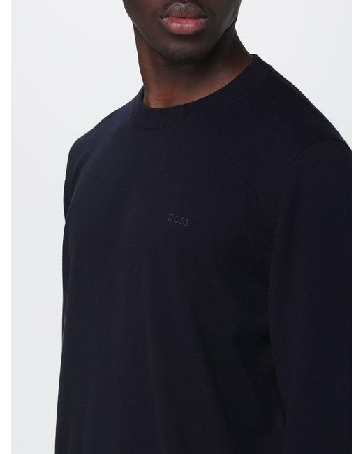 Boss Blue Basic Cotton Crew Neck Knit Top for men