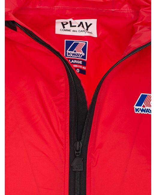 Comme des Garçons Red X K-Way Hooded Windbreaker Jacket With Contrast Logo for men