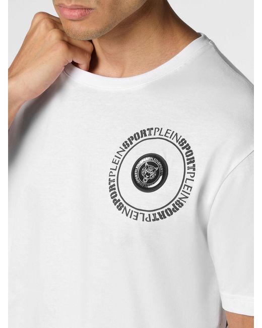 Philipp Plein White Cotton T-Shirt With Graphic Print And Hexagon Logo for men