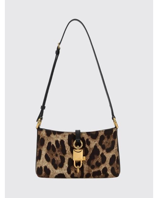 Dolce & Gabbana White Dolce &Amp Gabbana Lock Animal Print Twill Bag