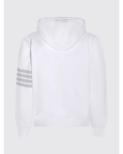 Thom Browne White Cotton Hoodie for men