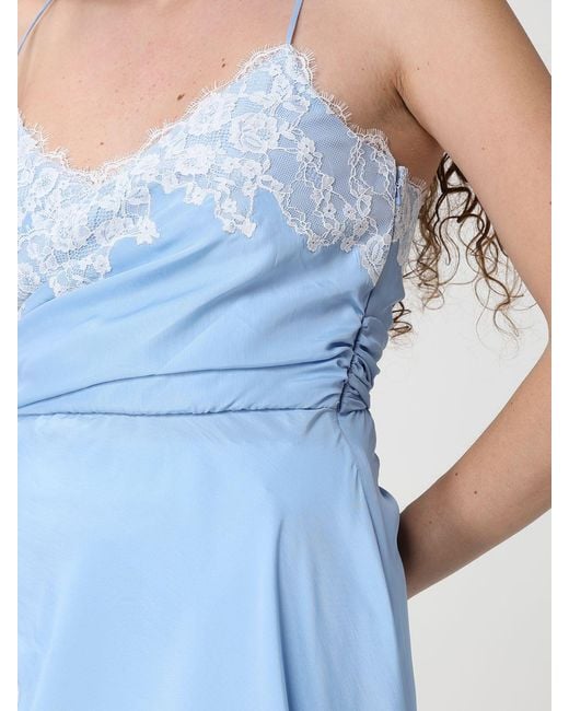 Moschino Couture Blue Silk And Lace Top