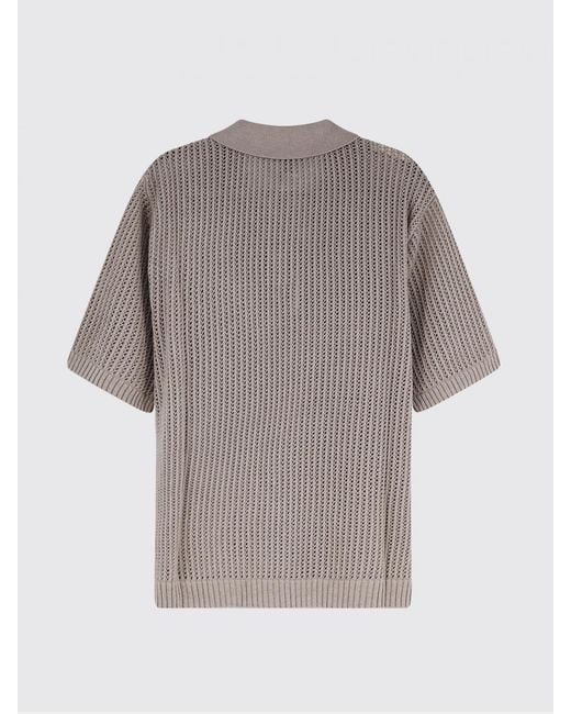 Represent Gray Cotton Blend Knit Polo Shirt for men
