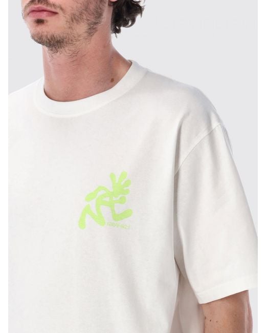 Gramicci White Cotton T-Shirt With Logo Print And Dropped Shoulder Design for men