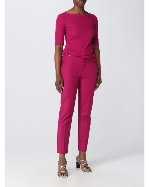 Pantaloni in cotone stretch di Lauren by Ralph Lauren in Pink