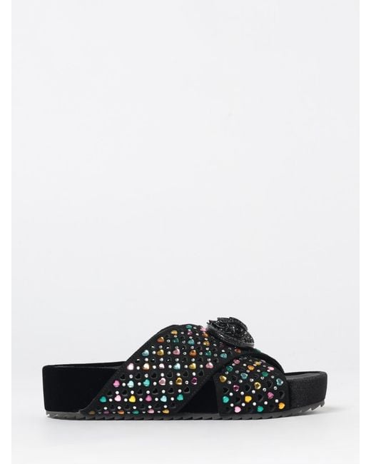 Kurt Geiger White Chelsea Perforated Suede Sandal With Heart Rhinestones