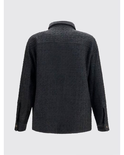 Balmain Blue Cotton-Blend Tweed Shirt Jacket With Patch Pockets for men