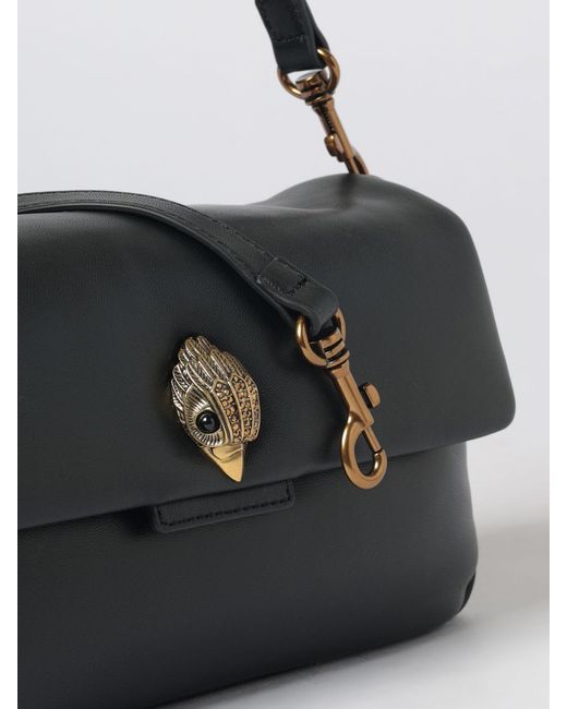 Kurt Geiger Black Oxford Leather Shoulder Bag With Rhinestone Logo