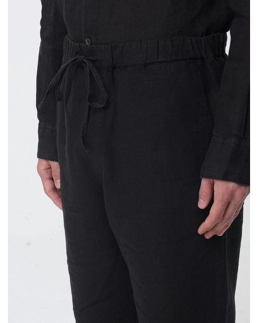 120% Lino Black Linen Drawstring Trousers for men
