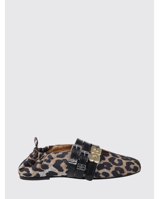 Ganni White Animal Print Recycled Viscose Ballerinas