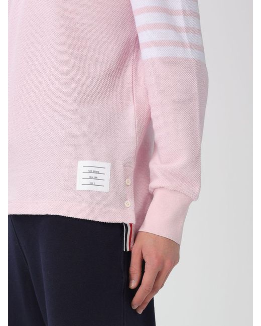Thom Browne Pink 4-Bar Cotton Polo for men