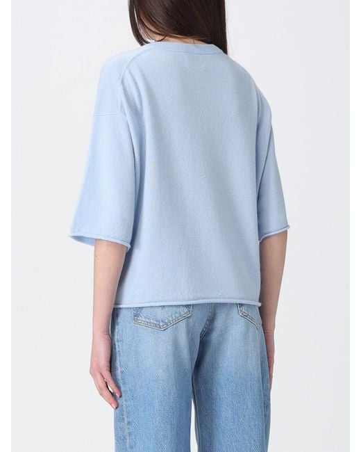 Allude Blue Cashmere Crew-Neck Pullover