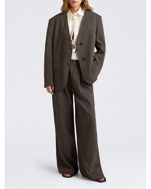 Momoní Black MomonÌ Asymmetric Cotton And Linen Blend Blazer
