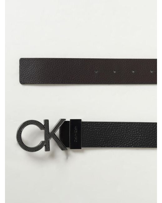 Cintura reversibile in pelle sintetica a grana di Calvin Klein in Black da Uomo
