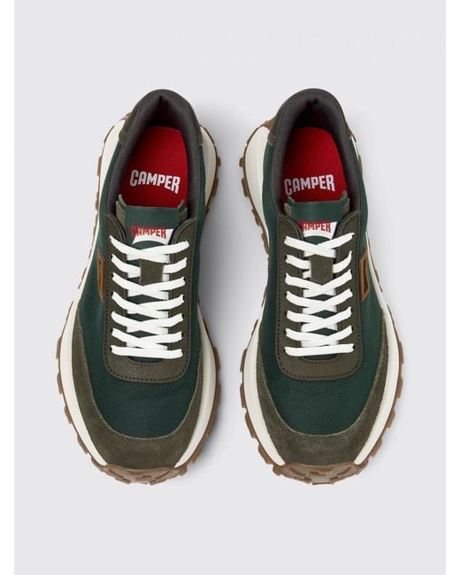 Camper Green Drift Trail Leather And Fabric Sneakers for men