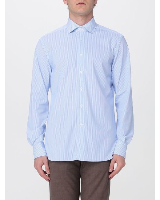 Corneliani Blue Striped Classic Shirt for men