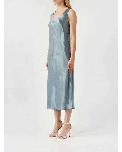 Max Mara Blue Satin Midi Dress