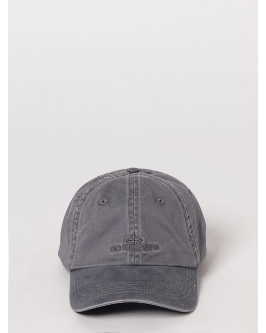 Stone Island Gray Cotton Twill Hat for men