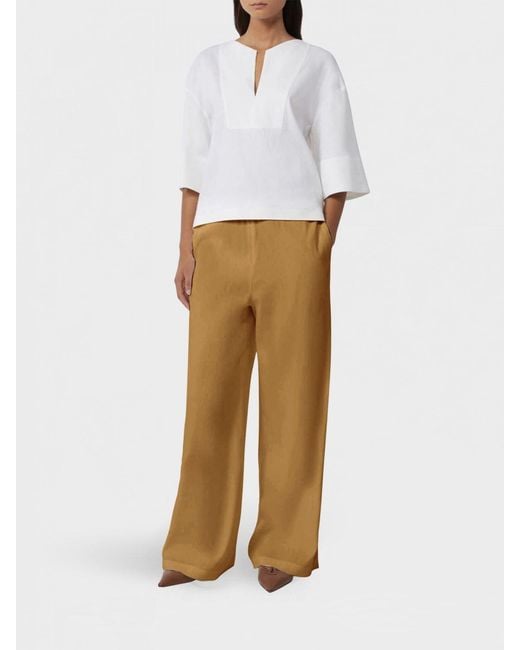 Max Mara Pure Natural Destino Palazzo Linen Blend Trousers