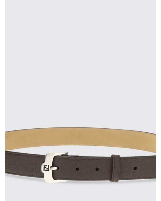 Fendi Genarbtes Leder Ff Gürtel in White für Herren