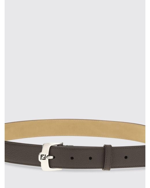 Fendi White Grained Leather Ff Belt for men