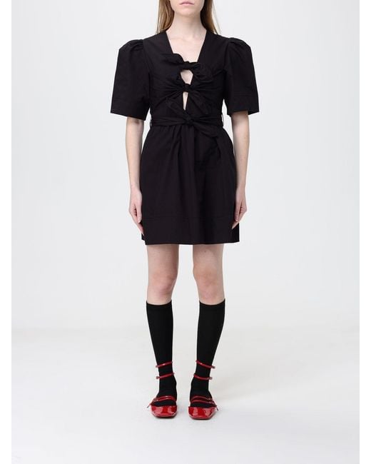 Ganni Black Stretch Cotton Mini Dress