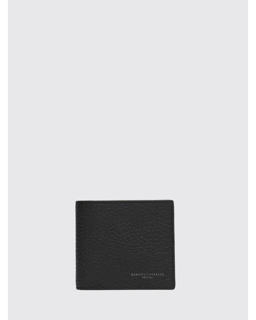 Gianni Chiarini White Pebbled Leather Bifold Wallet With Logo Lettering for men