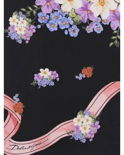 Dolce & Gabbana Blue Dolce &Amp Gabbana Floral Silk Scarf