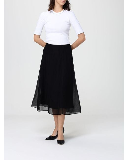 Brunello Cucinelli Black Silk Circle Midi Skirt