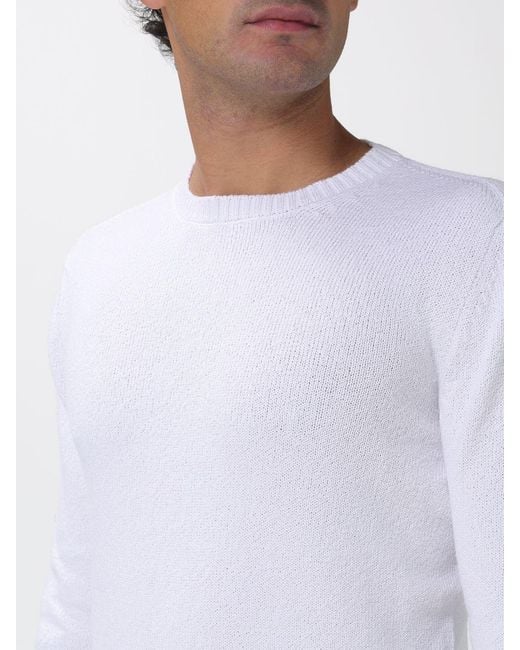 Drumohr White Cotton Crewneck Sweater for men