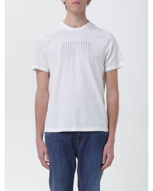 ARMANI EXCHANGE White Crew Neck T-Shirt With Lettering Logo for men