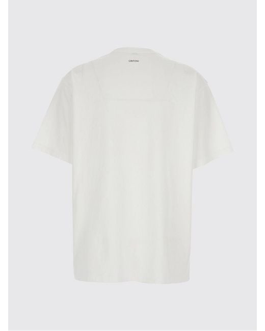 Grifoni White Relaxed Fit Cotton T-Shirt With Crew Neck And Dropped Shoulders