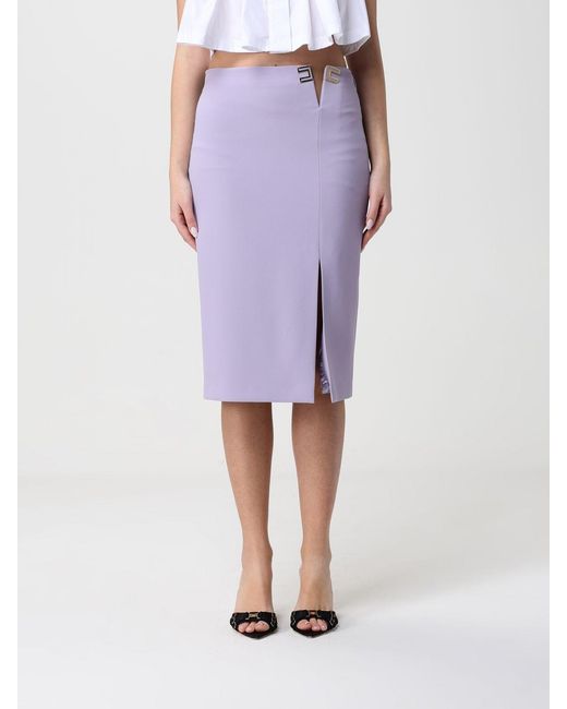 Elisabetta Franchi Purple Logo Pencil Skirt