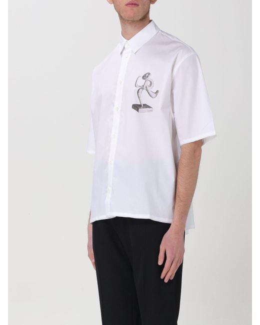 Camicia in cotone con stampa di Jacquemus in White da Uomo
