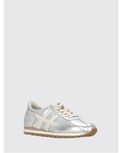 Hogan White H701 Laminated Leather Sneakers