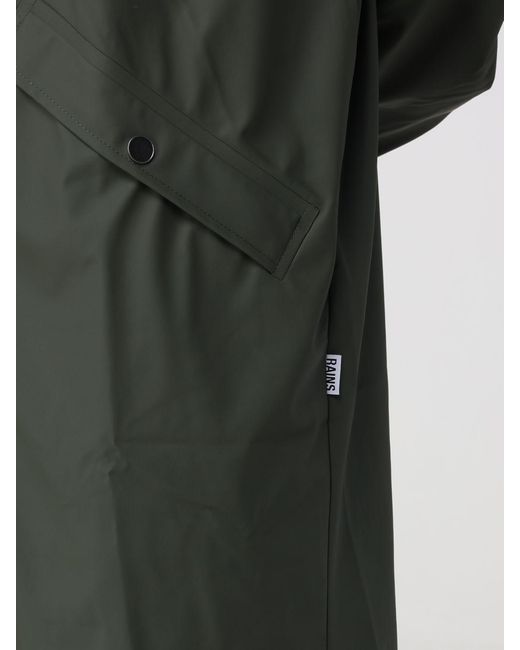 Rains Green Knee-Length Hooded Raincoat for men