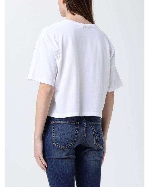 Michael Kors White Cotton Crop T-Shirt With Logo