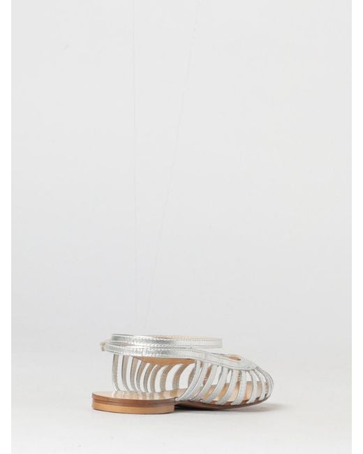 Anna F. White Laminated Leather Sandals