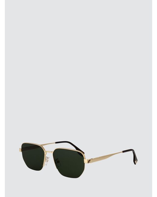 Fendi Metallic Irregular Design Metal Sunglasses With Embossed Logo for men