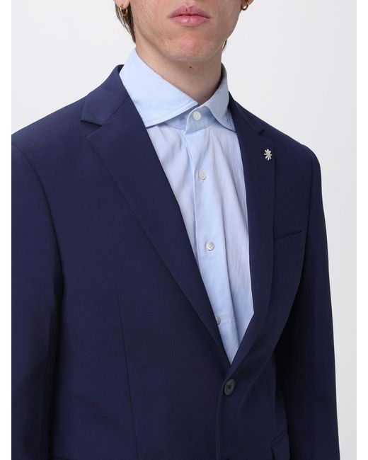 Manuel Ritz Blue Single-Breasted Stretch Wool Suit for men